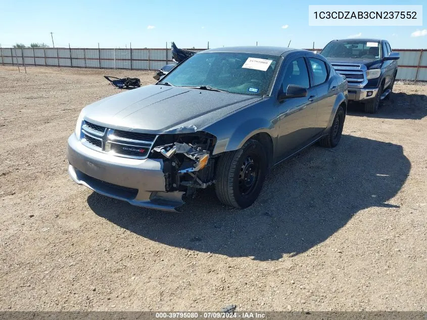 2012 Dodge Avenger Se VIN: 1C3CDZAB3CN237552 Lot: 39795080