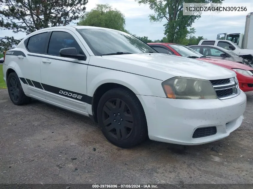 2012 Dodge Avenger Se VIN: 1C3CDZAG4CN309256 Lot: 39796896