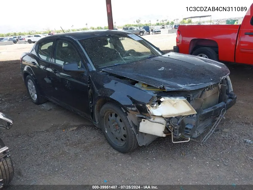 2012 Dodge Avenger Se VIN: 1C3CDZAB4CN311089 Lot: 39951487