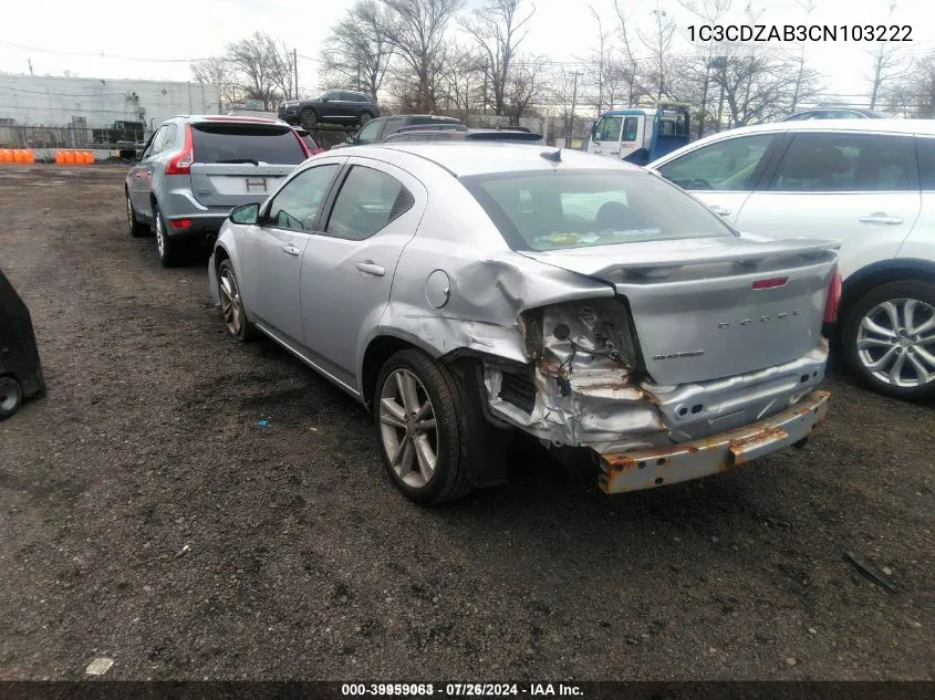 2012 Dodge Avenger Se VIN: 1C3CDZAB3CN103222 Lot: 39959063