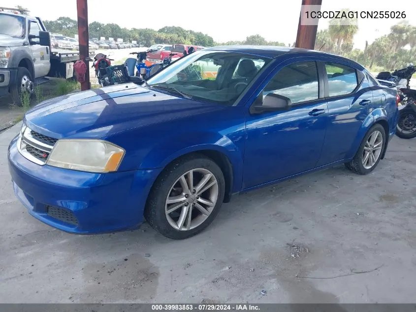 2012 Dodge Avenger Se VIN: 1C3CDZAG1CN255026 Lot: 39983853