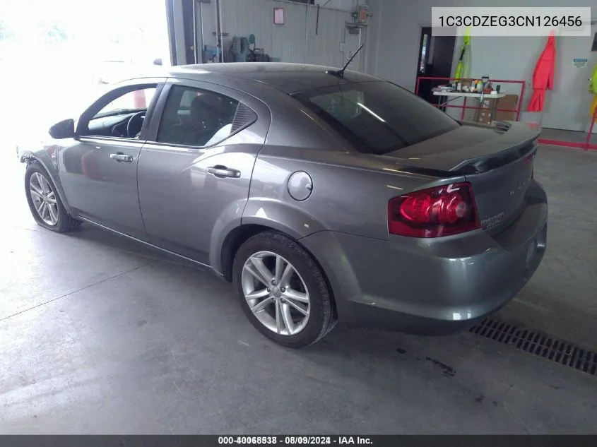 2012 Dodge Avenger Sxt Plus VIN: 1C3CDZEG3CN126456 Lot: 40068538