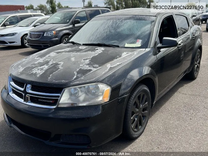 2012 Dodge Avenger Se VIN: 1C3CDZAB9CN227690 Lot: 40070761