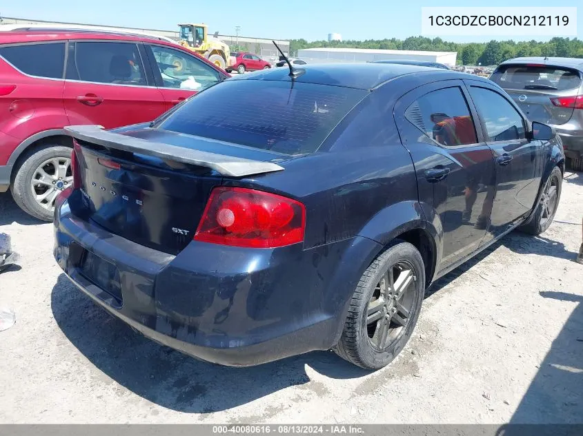 2012 Dodge Avenger Sxt VIN: 1C3CDZCB0CN212119 Lot: 40080616