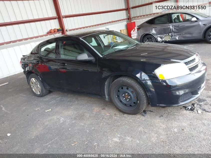 2012 Dodge Avenger Se VIN: 1C3CDZAB9CN331550 Lot: 40085625