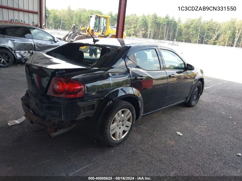 2012 Dodge Avenger Se VIN: 1C3CDZAB9CN331550 Lot: 40085625