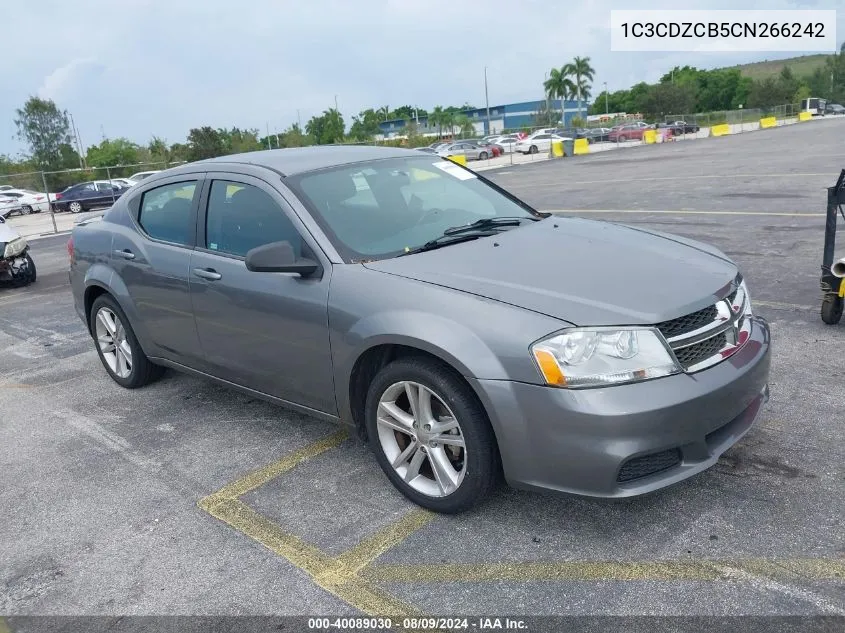 2012 Dodge Avenger Sxt VIN: 1C3CDZCB5CN266242 Lot: 40089030