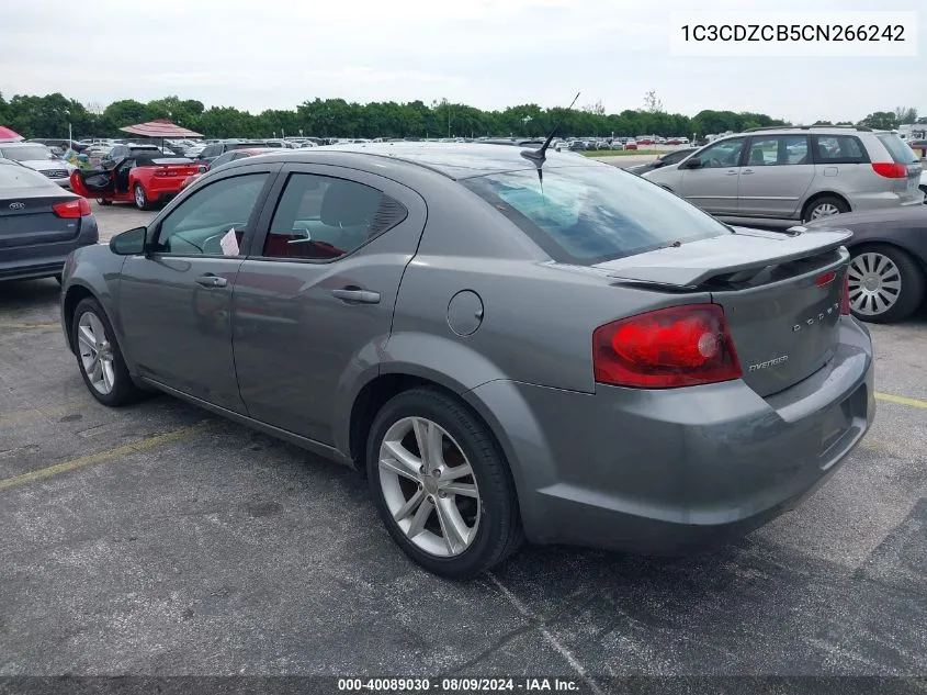 2012 Dodge Avenger Sxt VIN: 1C3CDZCB5CN266242 Lot: 40089030