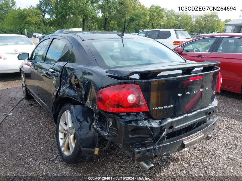 2012 Dodge Avenger Sxt Plus VIN: 1C3CDZEG7CN264694 Lot: 40128401