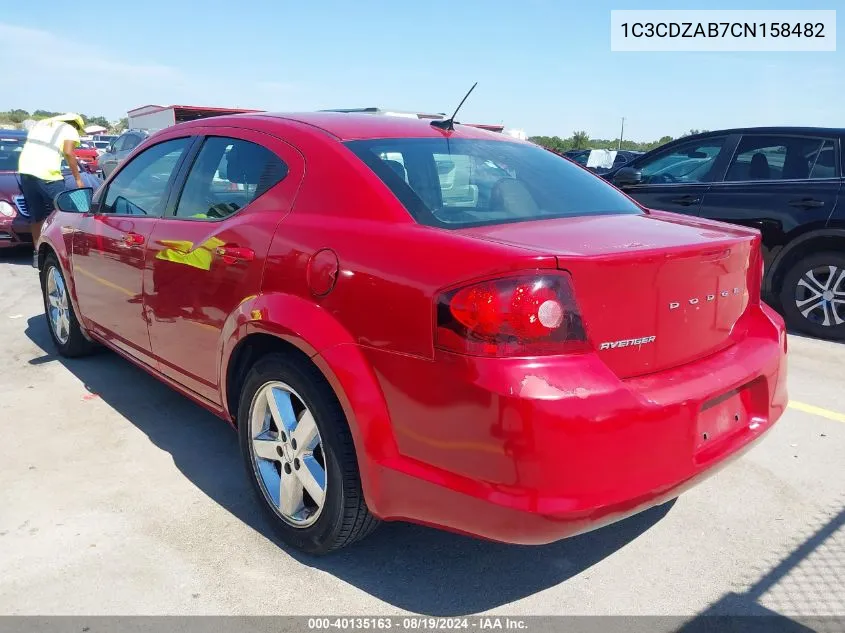 2012 Dodge Avenger Se VIN: 1C3CDZAB7CN158482 Lot: 40135163