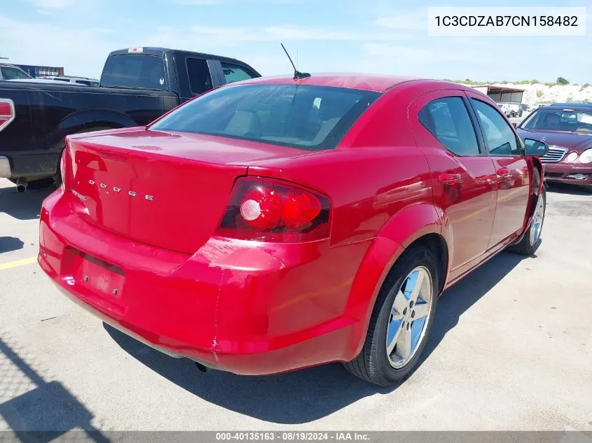 2012 Dodge Avenger Se VIN: 1C3CDZAB7CN158482 Lot: 40135163