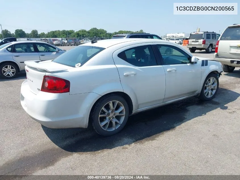 2012 Dodge Avenger R/T VIN: 1C3CDZBG0CN200565 Lot: 40139736