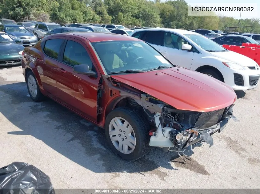 2012 Dodge Avenger Se VIN: 1C3CDZAB9CN280082 Lot: 40150845