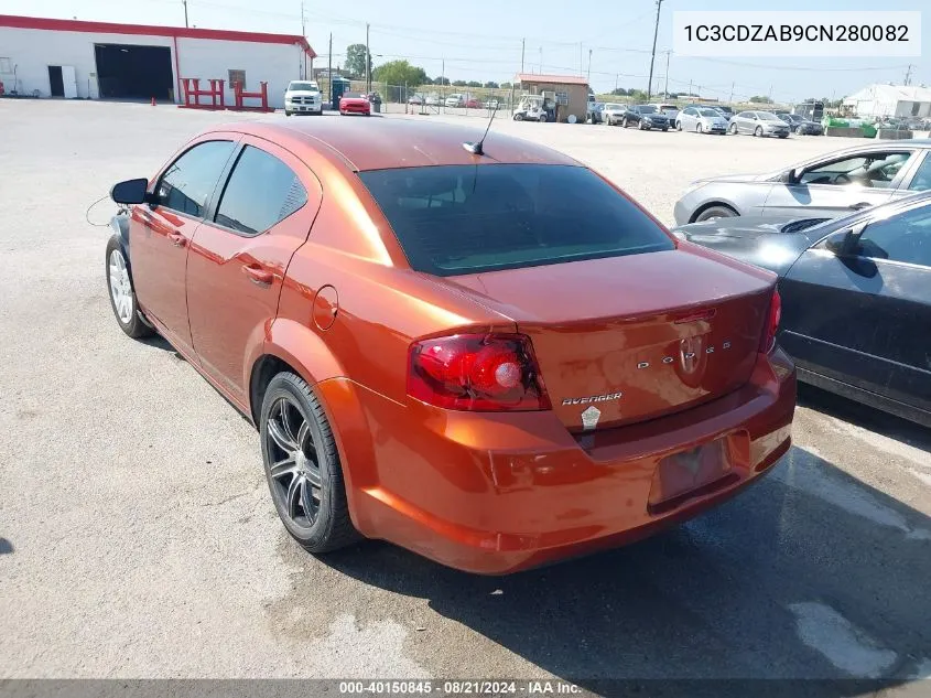 2012 Dodge Avenger Se VIN: 1C3CDZAB9CN280082 Lot: 40150845