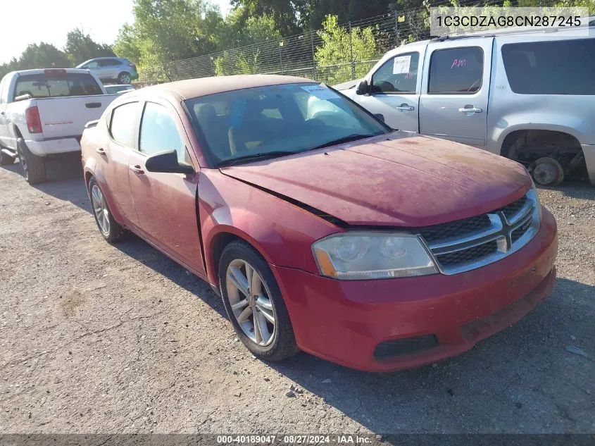 2012 Dodge Avenger Se VIN: 1C3CDZAG8CN287245 Lot: 40189047