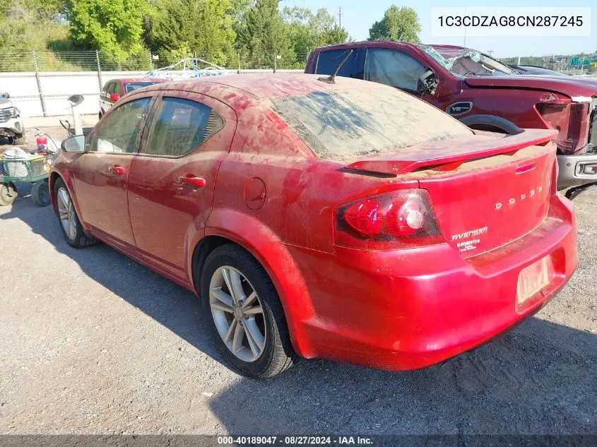 2012 Dodge Avenger Se VIN: 1C3CDZAG8CN287245 Lot: 40189047