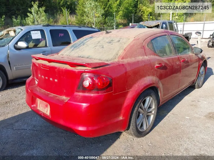 2012 Dodge Avenger Se VIN: 1C3CDZAG8CN287245 Lot: 40189047