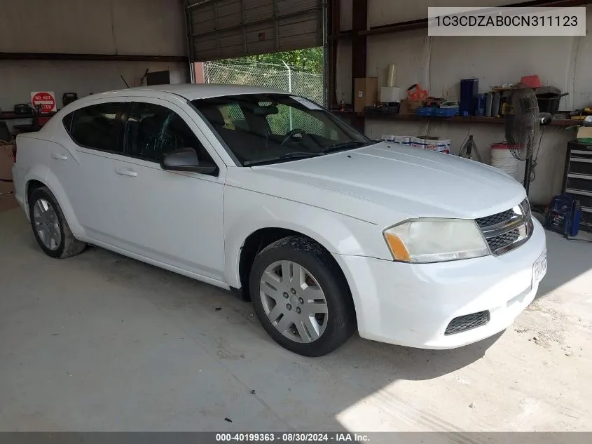 1C3CDZAB0CN311123 2012 Dodge Avenger Se