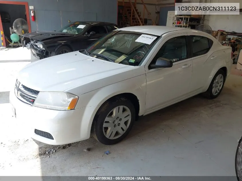 1C3CDZAB0CN311123 2012 Dodge Avenger Se