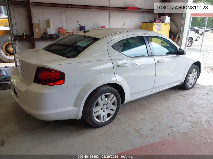 1C3CDZAB0CN311123 2012 Dodge Avenger Se