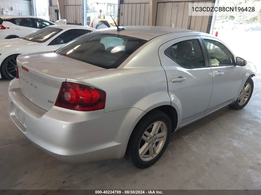 2012 Dodge Avenger Sxt VIN: 1C3CDZCB8CN196428 Lot: 40234789