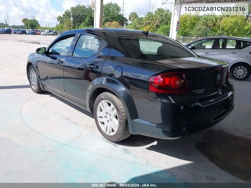 2012 Dodge Avenger Se VIN: 1C3CDZAB1CN231216 Lot: 40236656