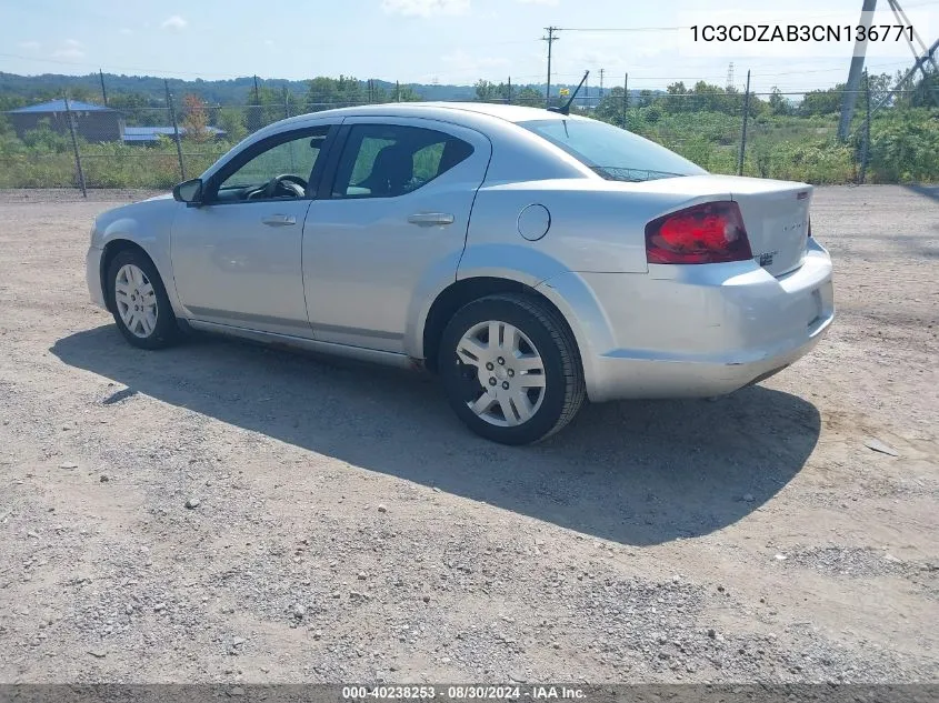 2012 Dodge Avenger Se VIN: 1C3CDZAB3CN136771 Lot: 40238253