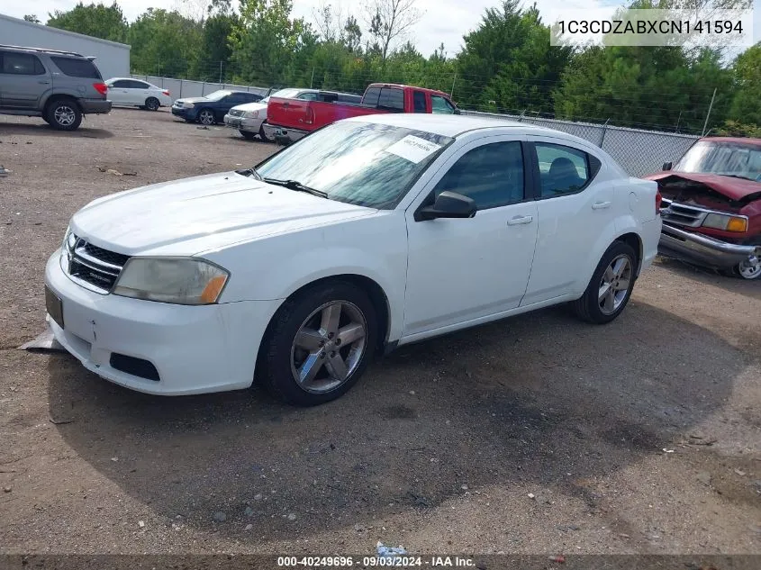 2012 Dodge Avenger Se VIN: 1C3CDZABXCN141594 Lot: 40249696