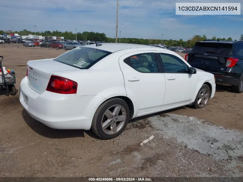 2012 Dodge Avenger Se VIN: 1C3CDZABXCN141594 Lot: 40249696