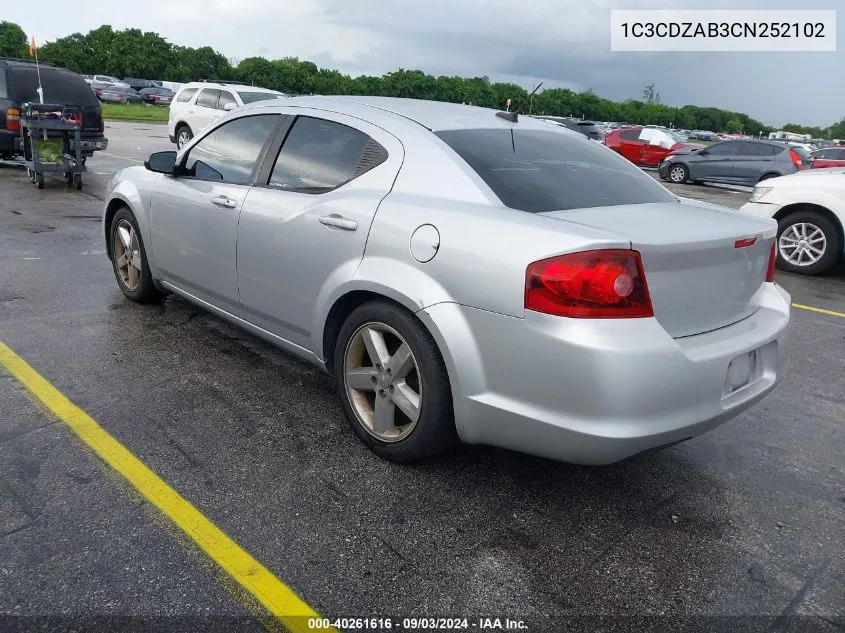 2012 Dodge Avenger Se VIN: 1C3CDZAB3CN252102 Lot: 40261616