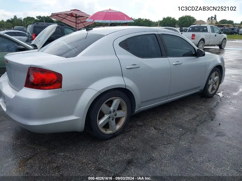 2012 Dodge Avenger Se VIN: 1C3CDZAB3CN252102 Lot: 40261616