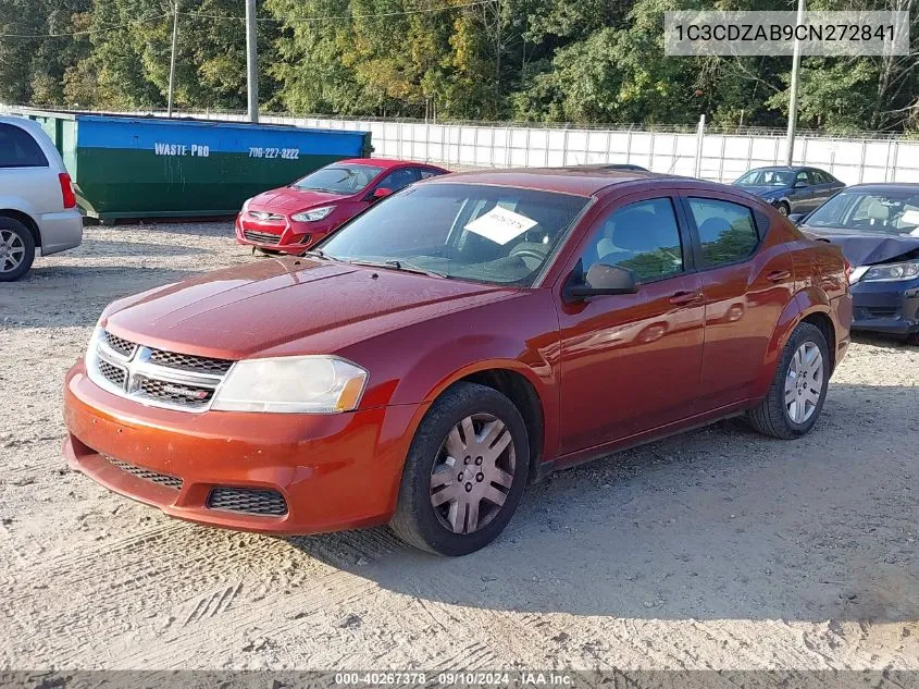 2012 Dodge Avenger Se VIN: 1C3CDZAB9CN272841 Lot: 40267378