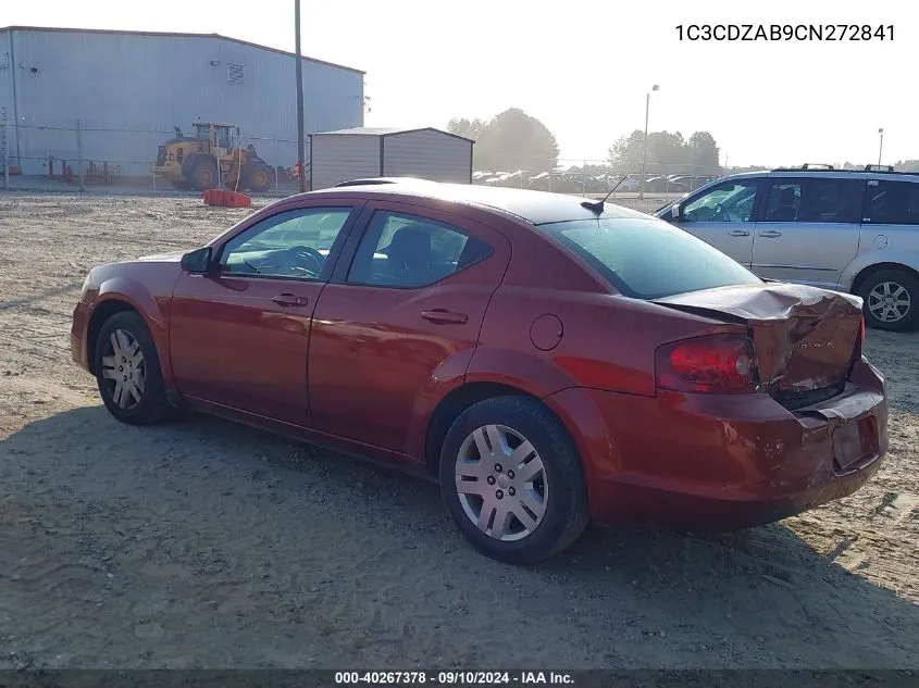 2012 Dodge Avenger Se VIN: 1C3CDZAB9CN272841 Lot: 40267378