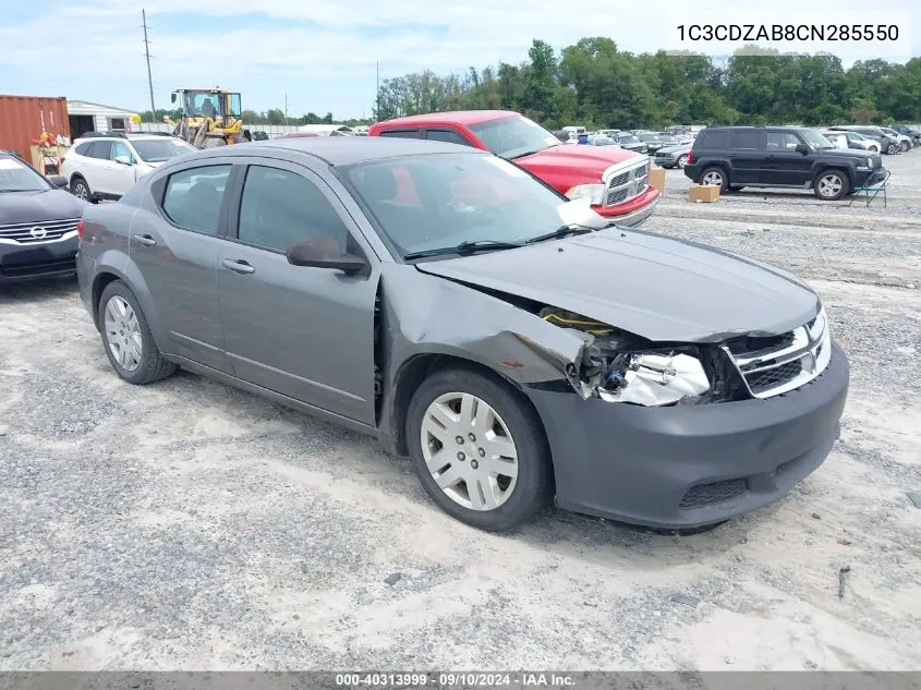 2012 Dodge Avenger Se VIN: 1C3CDZAB8CN285550 Lot: 40313999