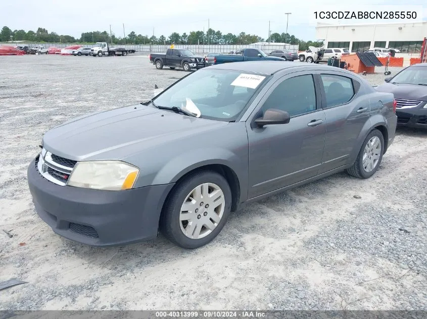 2012 Dodge Avenger Se VIN: 1C3CDZAB8CN285550 Lot: 40313999