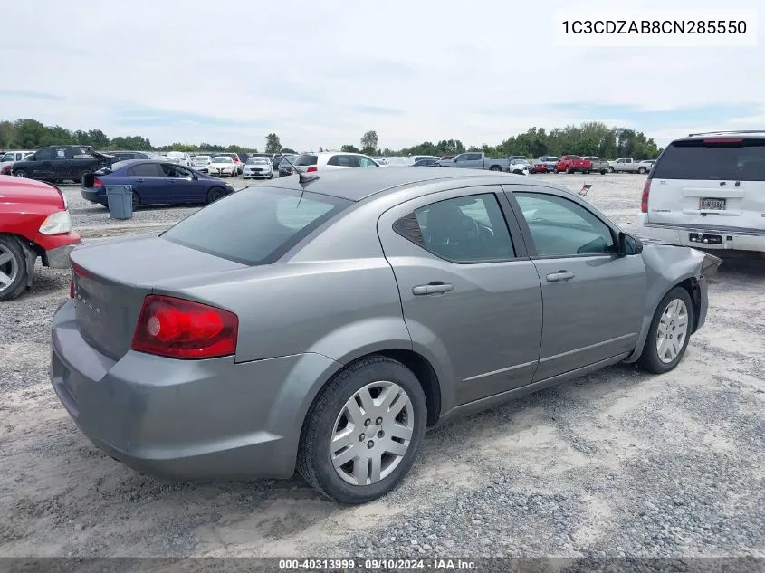 2012 Dodge Avenger Se VIN: 1C3CDZAB8CN285550 Lot: 40313999