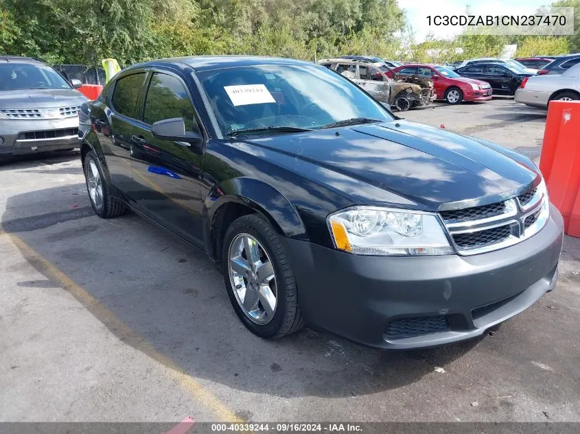 2012 Dodge Avenger Se VIN: 1C3CDZAB1CN237470 Lot: 40339244