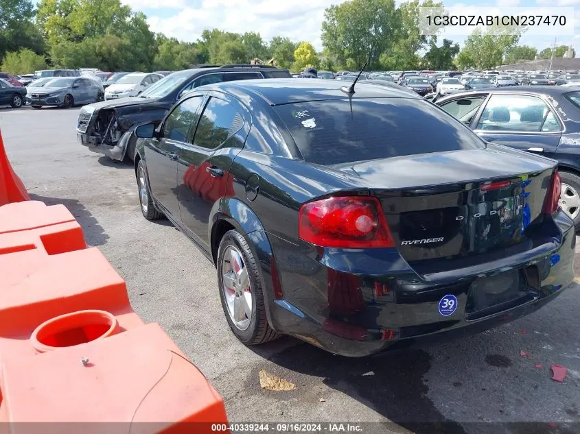 2012 Dodge Avenger Se VIN: 1C3CDZAB1CN237470 Lot: 40339244