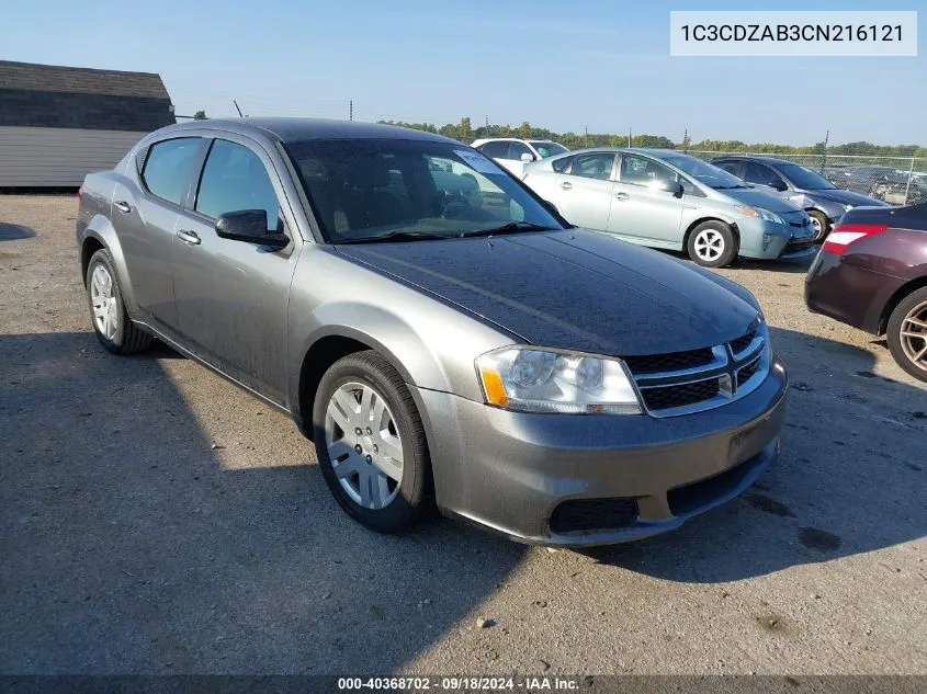 1C3CDZAB3CN216121 2012 Dodge Avenger Se