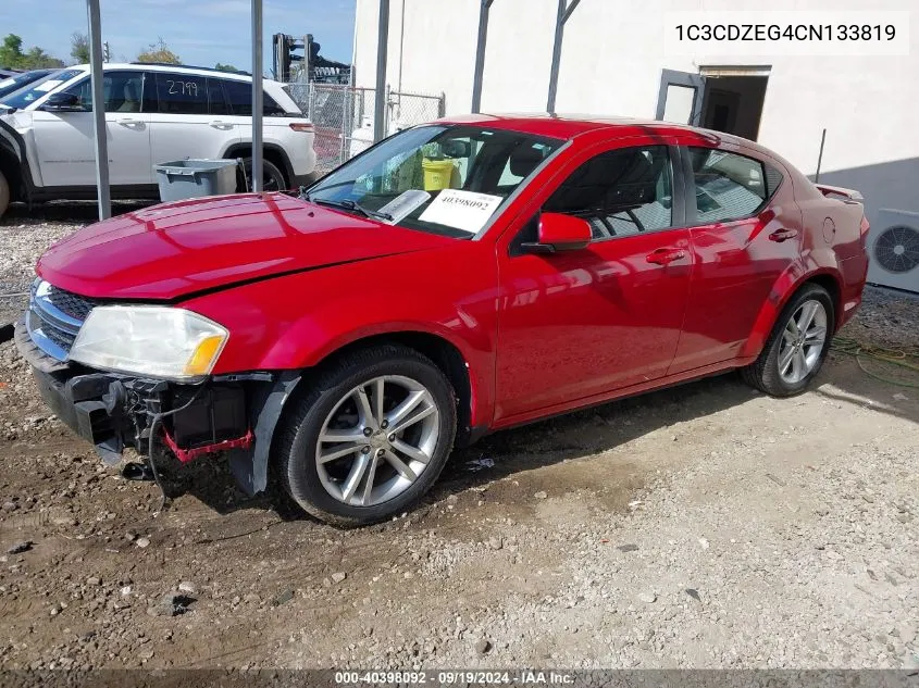 2012 Dodge Avenger Sxt Plus VIN: 1C3CDZEG4CN133819 Lot: 40398092