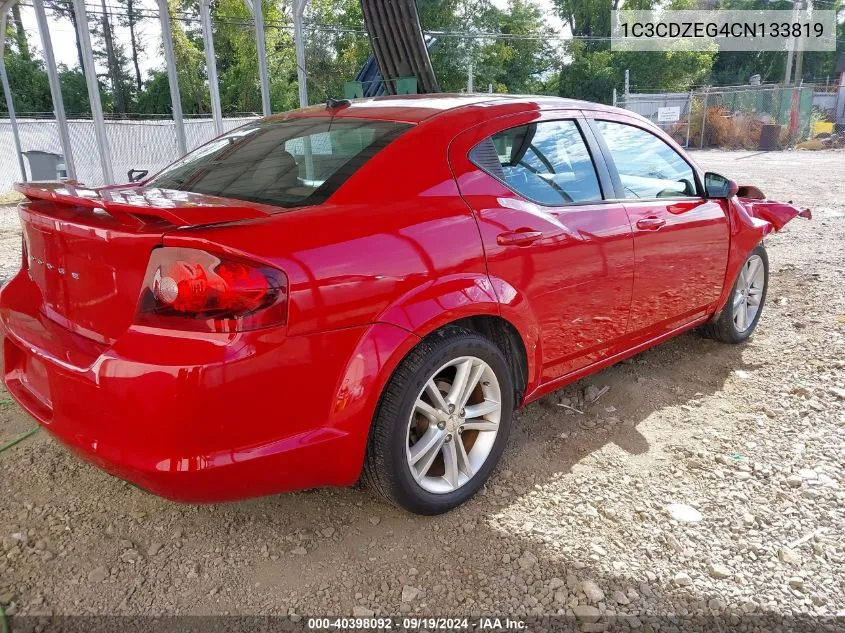 2012 Dodge Avenger Sxt Plus VIN: 1C3CDZEG4CN133819 Lot: 40398092