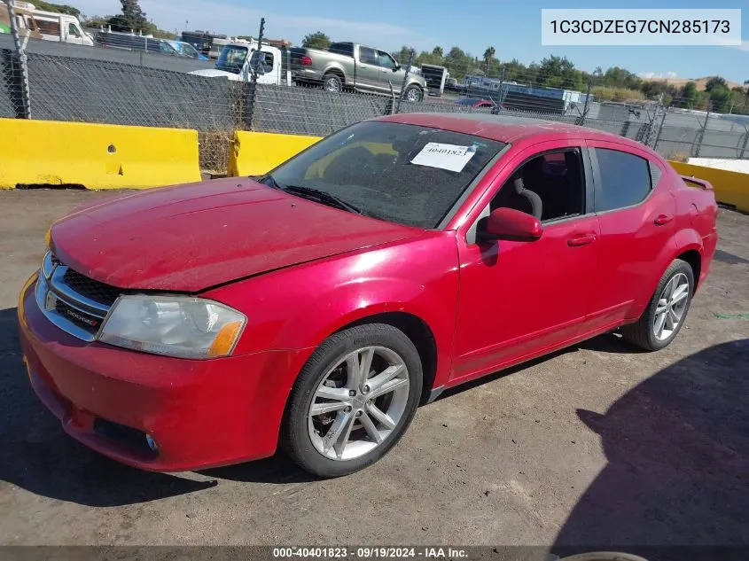 2012 Dodge Avenger Sxt Plus VIN: 1C3CDZEG7CN285173 Lot: 40401823