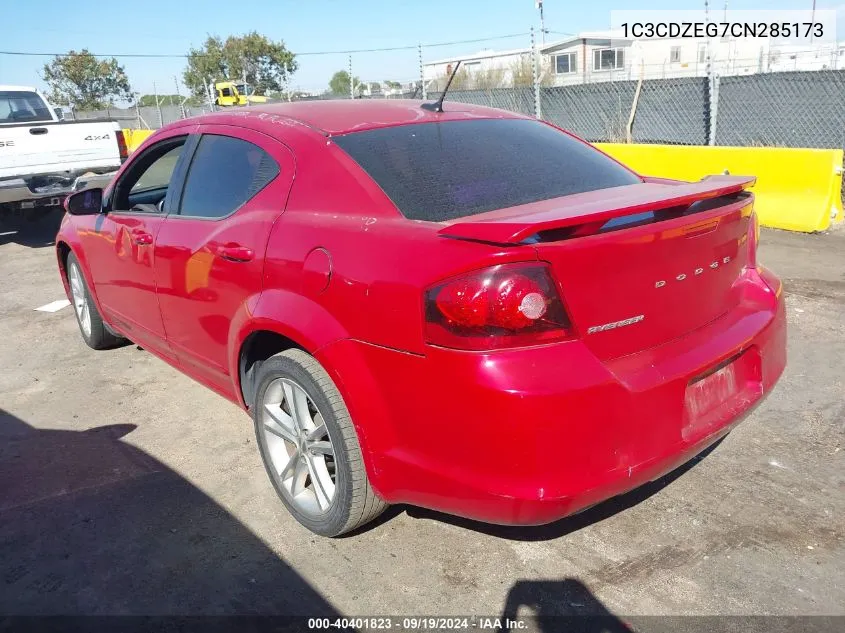 2012 Dodge Avenger Sxt Plus VIN: 1C3CDZEG7CN285173 Lot: 40401823