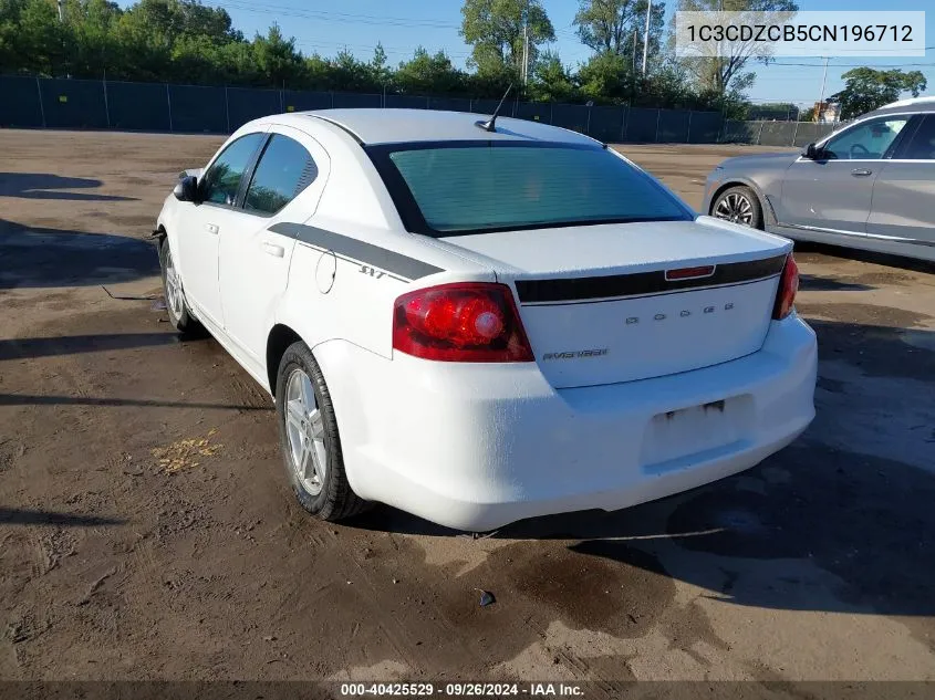 2012 Dodge Avenger Sxt VIN: 1C3CDZCB5CN196712 Lot: 40425529