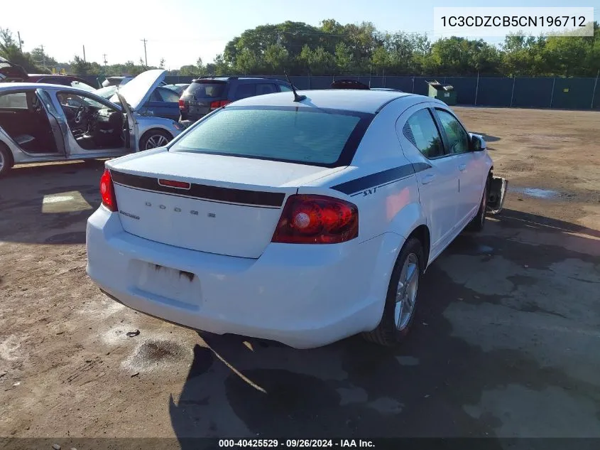 2012 Dodge Avenger Sxt VIN: 1C3CDZCB5CN196712 Lot: 40425529