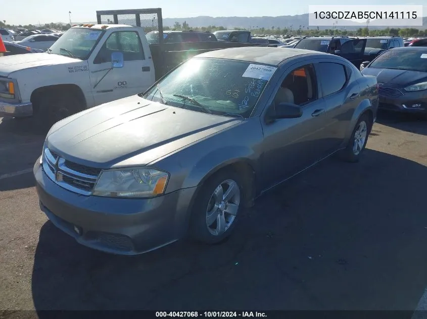 2012 Dodge Avenger Se VIN: 1C3CDZAB5CN141115 Lot: 40427068