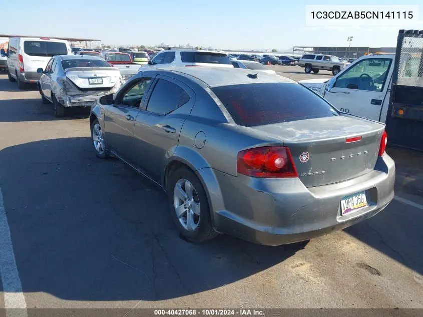 2012 Dodge Avenger Se VIN: 1C3CDZAB5CN141115 Lot: 40427068