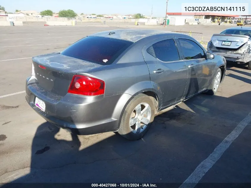 2012 Dodge Avenger Se VIN: 1C3CDZAB5CN141115 Lot: 40427068