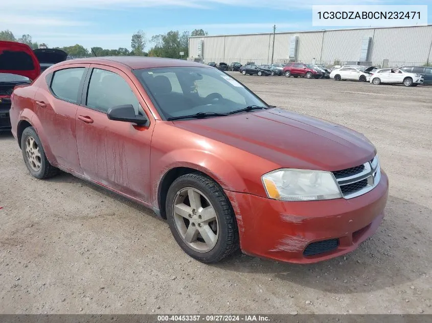 2012 Dodge Avenger Se VIN: 1C3CDZAB0CN232471 Lot: 40453357