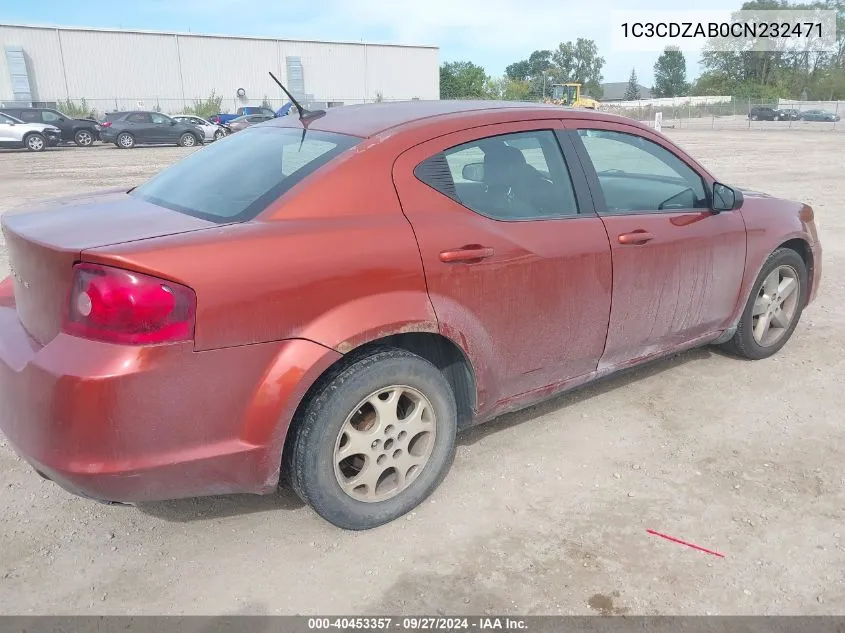 2012 Dodge Avenger Se VIN: 1C3CDZAB0CN232471 Lot: 40453357